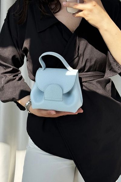 LEONAS Geantă de mână și de umăr pentru femei, elegantă și de bază, cu detaliu de pliat, albastru polen
