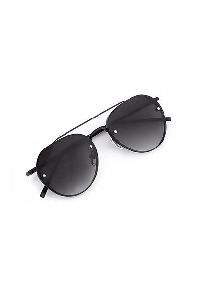 Markasepeti Original Screw Detailed Black Oval Design Sunglasses (Black)