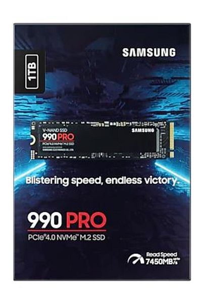 Samsung 990 Pro 1 تيرابايت 7450 ميجابايت-6900 ميجابايت/ثانية PCIE Gen 4.0 X4، Nvme 2.0 Mz-v9p1t0bw