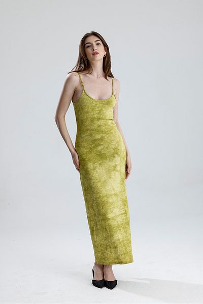 Sense Φόρεμα Lycra Viscose με λουράκι με σχισμή |   ELB35782 ΦΙΣΤΙΚΟ ΠΡΑΣΙΝΟ ΜΠΑΤΙΚ
