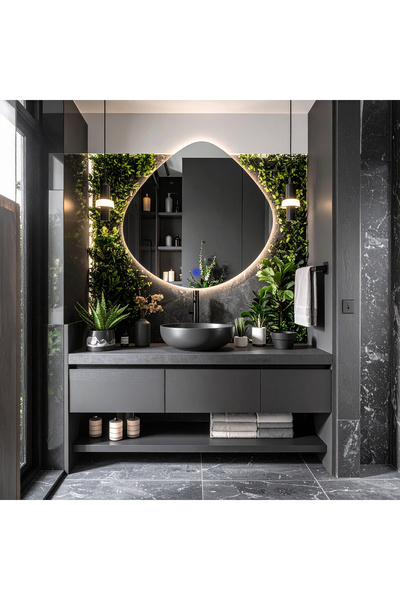 lumora mirror design Zynor Günışığı Led'li Lazer Kumlamalı Lavabo & Banyo Ayn...