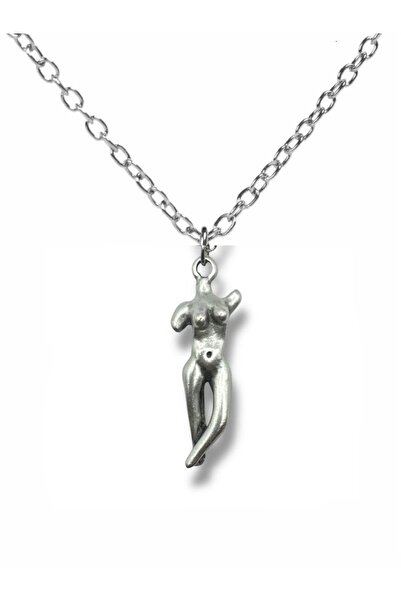 Herşey Nota Çıplak Heykel Figürlü Unisex Kolye | 60 cm Zincirli Sanatsal Tasarım