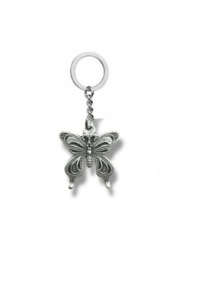 Herşey Nota Unisex Keychain with Embroidered Butterfly Figure |   Metal |   Elegant and Aesthetic Design