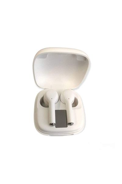 SIKS Căști wireless Bluetooth 5.0, apeluri hands-free, carcasă de încărcare, albe