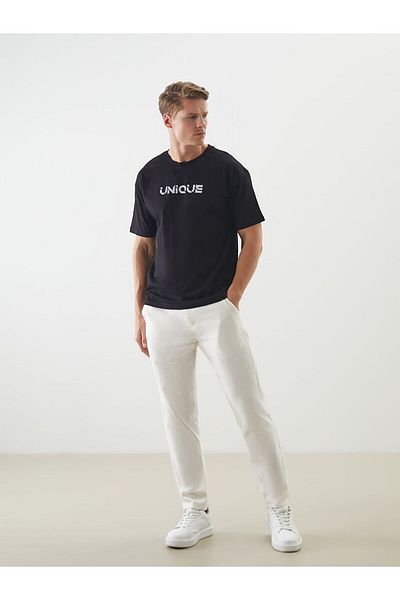 LC Waikiki Ανδρικό μπλουζάκι από βαμβάκι με στάμπα με λαιμόκοψη