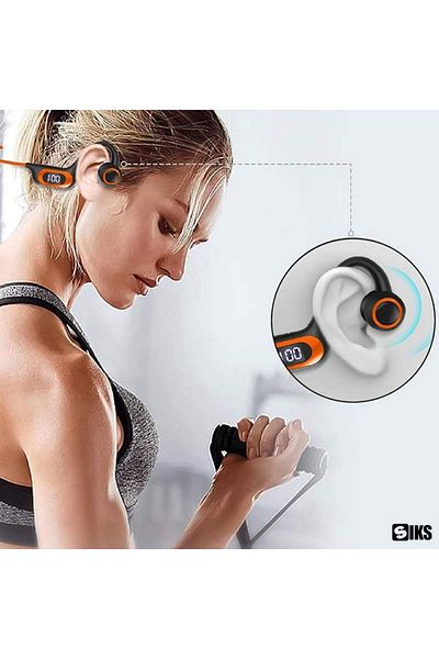 SIKS Wireless Sports Headphones With Bone Conduction, 30 Hours Battery Life, Orange
