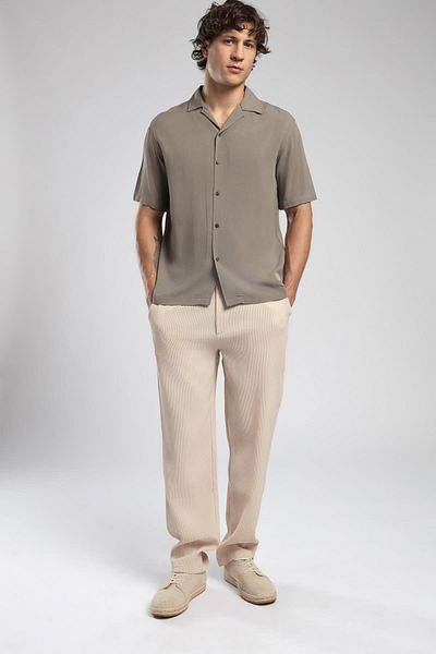 Lee Cooper Joanka Normal Waist Normal Cut Straight Leg Beige Men's Trousers