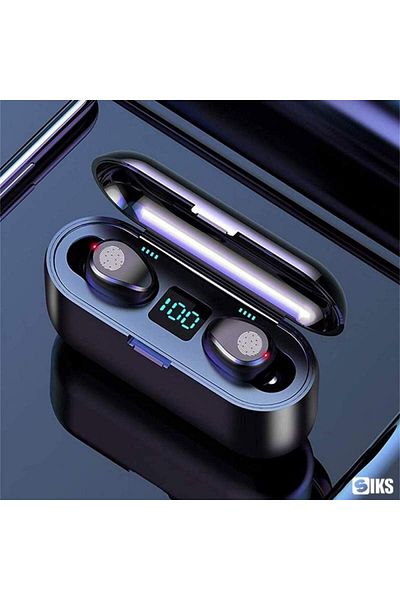 SIKS Căști Bluetooth 5.1, T20, 50 mAh, microfon dual, apeluri HD, afișaj LED inteligent, wireless