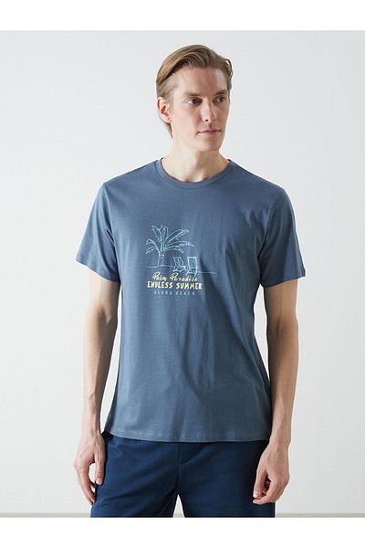 LC Waikiki Tricou pentru bărbați din bumbac pieptănat cu mânecă scurtă cu decolteu
