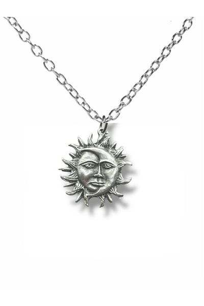 Herşey Nota Unisex Necklace with Moon and Sun Figures |   60 cm Chain Symbolic Design