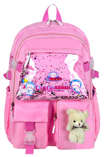 Roxy Kawaii Korean Style Multi-Compartment Children's School Bag with Teddy Bear Accessories