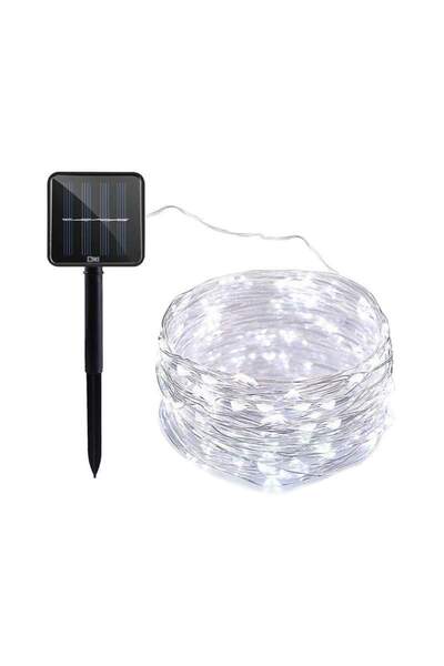 SIKS Șir de lumini solare decorative din cupru, lumină albă rece, 12 m cu 100...