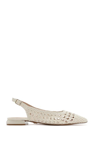 Derimod Women's Cream Knitted Open Back Ballerinas 25Sfd443429