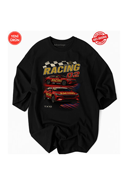 Racıng تي شيرت بتصميم مركبة كهربائية من RACING مصنوع من القطن الفاخر بنسبة 100%