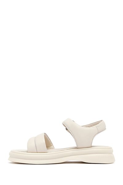 Derimod Women's Beige Ankle Buckle Leather Sandals 25Sfd351118