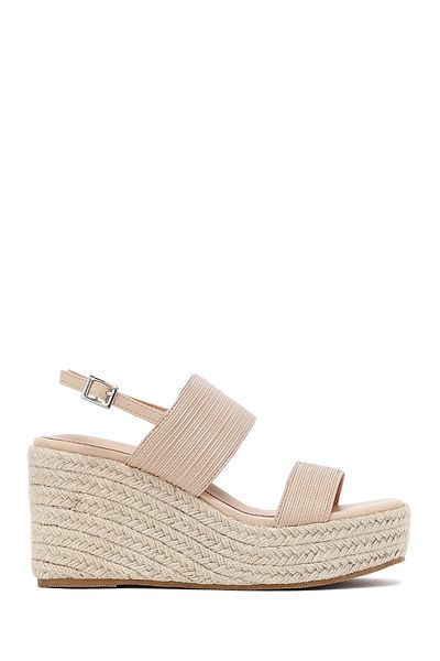 Derimod Women's cream ankle strap wedge heel espadrille sandals