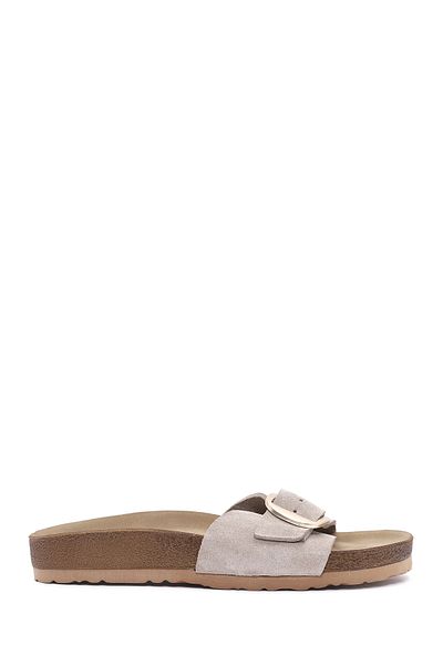 Derimod Women's Mink Buckle Suede Leather Slippers 25Sfd130610