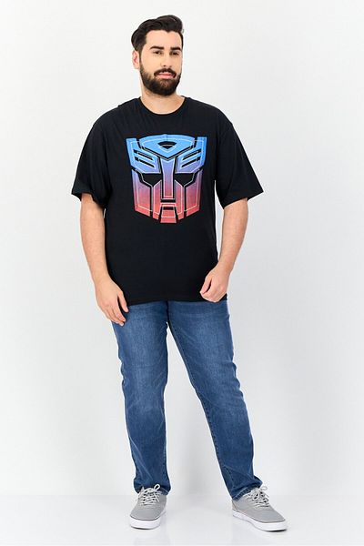 transformers Men Crew Neck Short Sleeves Graphic Print T-Shirt, Black