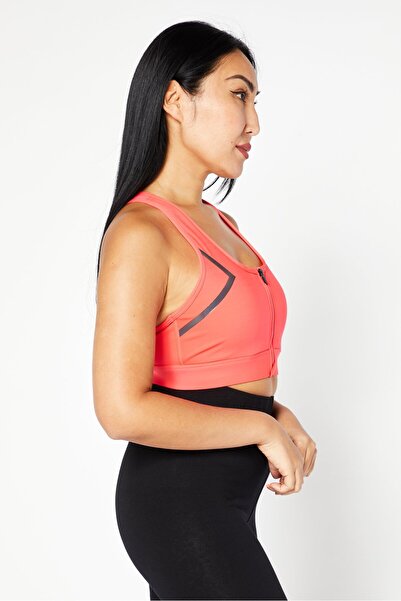 Puma Women Lightly Padded Brand Logo Sports Bra, Coral Red