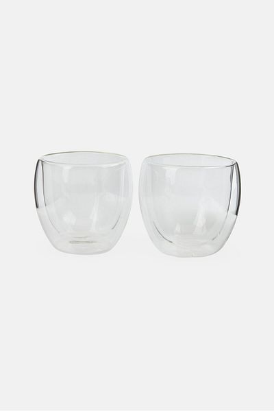 Catherine Malandrino 2 Pieces Borosilicate Glass Coffee Cup 150 ml, Transparent