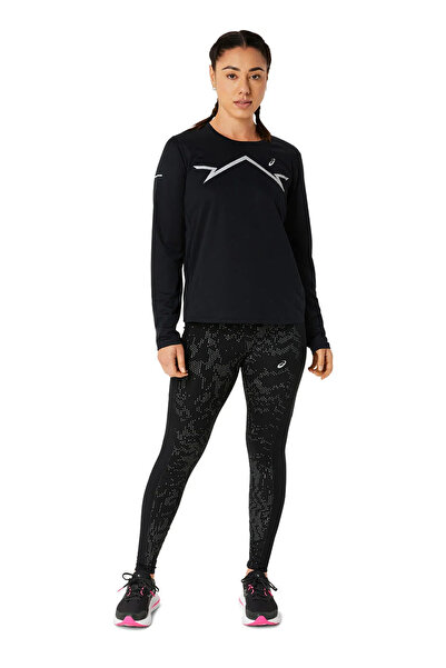 Asics 2012C863-001LITE-SHOW TIGHT Siyah Kadın Bol Paça Regular Fit Desenli Tayt