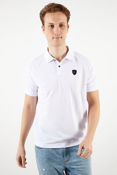 Scuderia Ferrari Men Sportswear Fit Short Sleeve Golf Polo Shirts, White