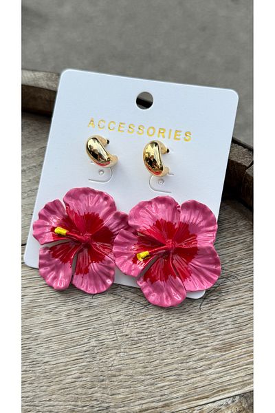 luxyansımalar Large Pink Flower Earrings 2 Pack