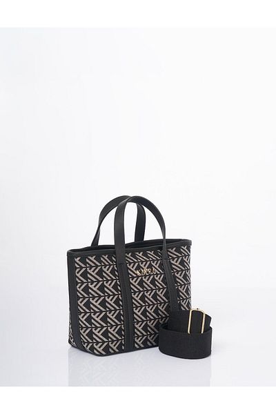 Kayra Geantă Shopper de mărime medie cu model monogramă neagră