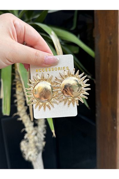 luxyansımalar Steel Big Sun Earrings