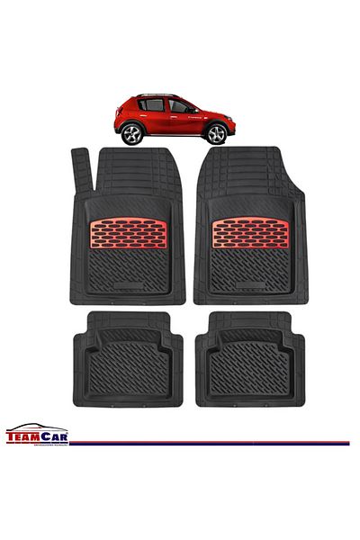 TEAMCAR Covorașe auto tip tavă compatibile cu Dacia Sandero Stepway (2009–2012) roșii