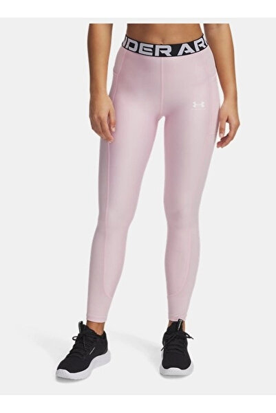 Under Armour 1388693-647 HeatGear Rib Legging Lastikli Bel Normal Kalıp Pembe Kadın Tayt