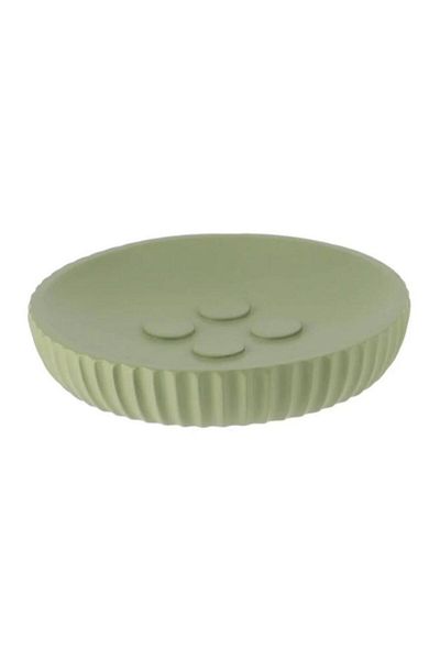 Generic طبق صابون دائري من البولي ريزين بتصميم مخطط أنيق من Tendance باللون الكاكي والأخضر 11 سم 64103143