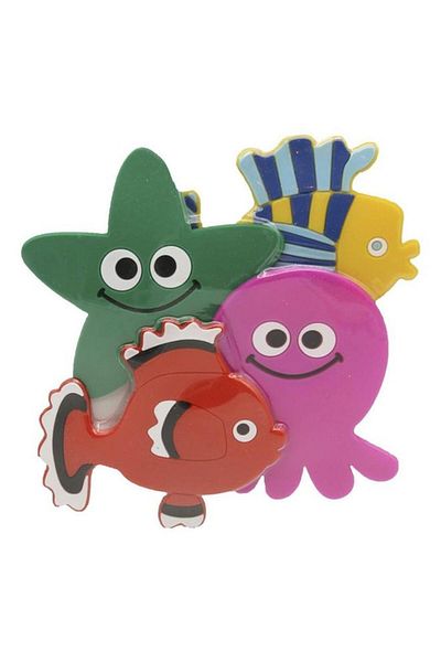 Generic EVIDECO 4-Piece Sea Animals Non-Slip Shower Mat Set for Children Multicolor 721025
