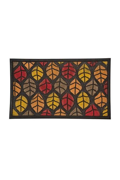 Generic HONEY BEE Leaves Texture Printed Door Mat Multicolor 45 x 75cm