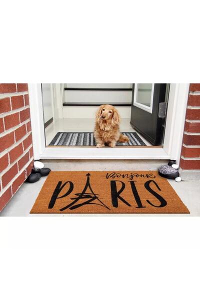 Generic EVIDECO Non-Slip Backing Attractive Design Bonjour Paris Printed Door Mat Black and Brown 45 x 75cm
