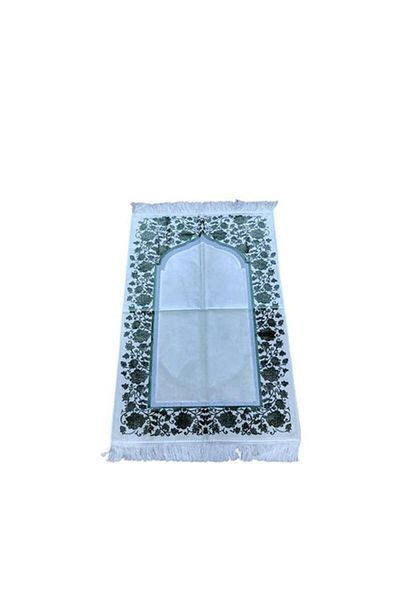 Generic Slico Arenno Elegant Pattern High Quality Velvet Prayer Mat Green and White 700100009