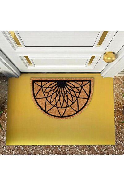 Generic EVIDECO Non-Slip Backing Attractive Design RosHalf Moon Door Mat Black and Brown 40 x 60cm 140511073