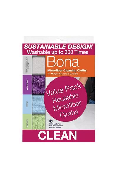 Generic BONA 4-Piece Reusable Multi SurfCleaning Soft Microfiber Cloth Set Multicolor
