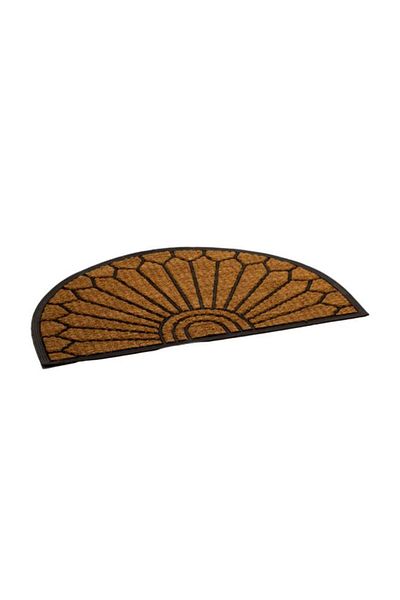 Generic HONEY BEE Slip-Resistant Design Semi-Circular Rubber Door Mat Brown 60 x 90cm