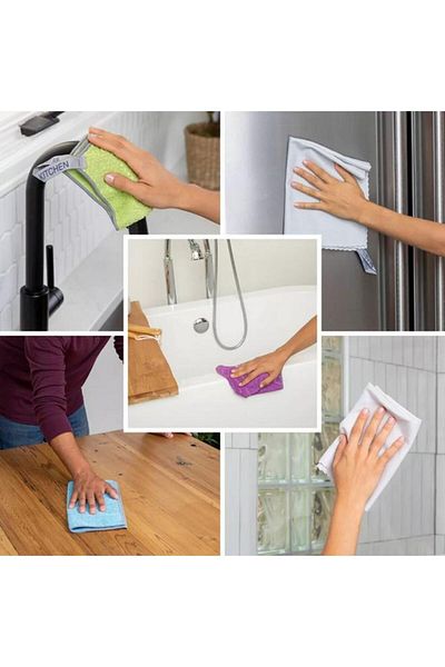 Generic BONA 4-Piece Reusable Multi SurfCleaning Soft Microfiber Cloth Set Multicolor