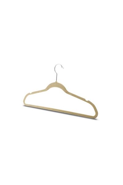 Generic Yikai 10-Piece ABS Ergonomic Design Flocking Cloth Hanger Set Beige and Silver