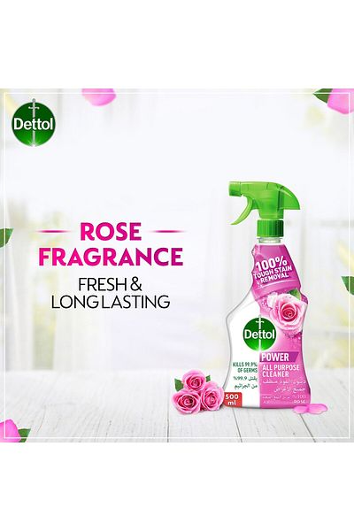 Dettol Healthy Home Rose All-purpose Cleaner Trigger Spray 500 ml Kills 99.9% Germs, Multi-surface Cleaner