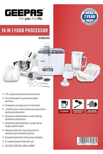 Geepas Geepas Multifunctional Food Processor Model GSB1650