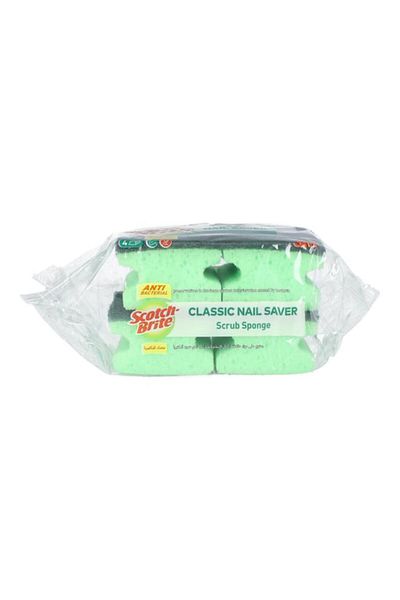 Generic Scotch Brite 4-Piece Heavy Duty Anti Bacterial Classic Nail Saver Scrub Sponge Green UU012148977
