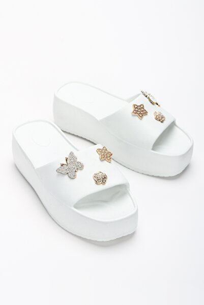 OZYO Platformă cu talpă înaltă Simi White Stone Eva Beach Summer - Papuci casual