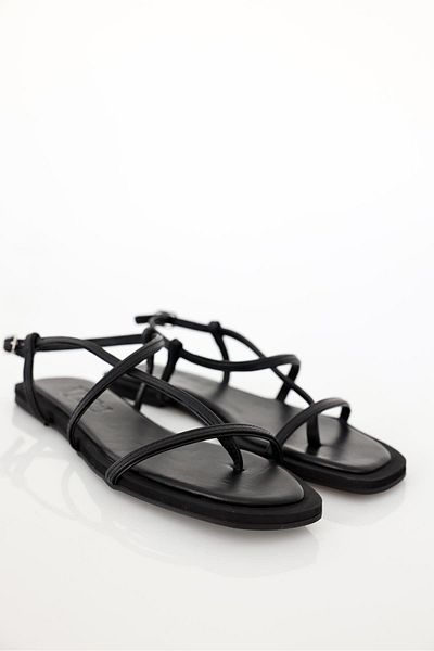 5in1Canpolat Black Thin Strap Sandals 43301