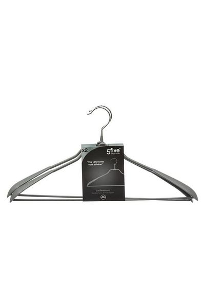 Generic Five Simply Smart 2-Piece Durable High Quality Metal Cloth Hanger Set Grey 151529