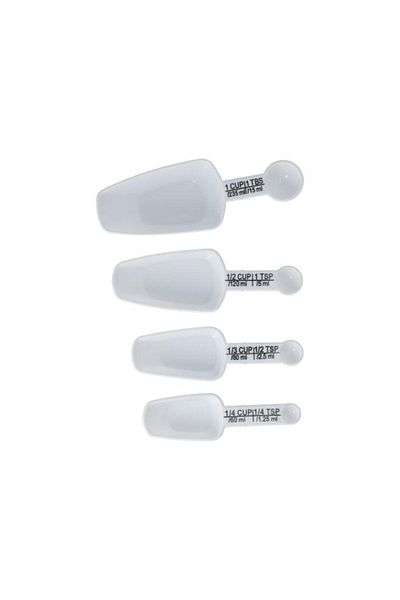 Generic طقم مغرفة وملعقة قياس من شيف كرافت، مكون من 4 قطع، لون أبيض