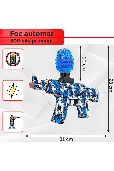 LUDIRO Pusca Automata de Jucarie, 5000 Bile din Gel 7-8 Mm, AK47, Cu Acumulator cu Incarcare USB, + 14 Ani