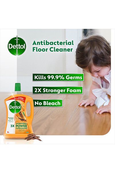 Dettol Oud Antibacterial Power Floor Cleaner 3 Litres Kills 99% Germs, Clean & Longlasting Oud Fragrance